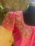 Ruffle saree with blouse/ pink ruffle saree with stitched blouse/ saree belt with blouse / silk ruffle saree / saree with belt / belt sari