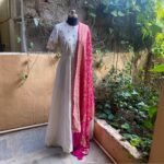 Hand embroidered Anarkali with banarasi handloom dupatta / anarkali suit set / anarkali dupatta USA / Indian dresses/ voggish USA