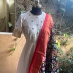 Hand embroidered Anarkali dress/ cream anarkali suit set / white hand work anarkali USA  / Indian dresses/ voggish USA/ white kurta