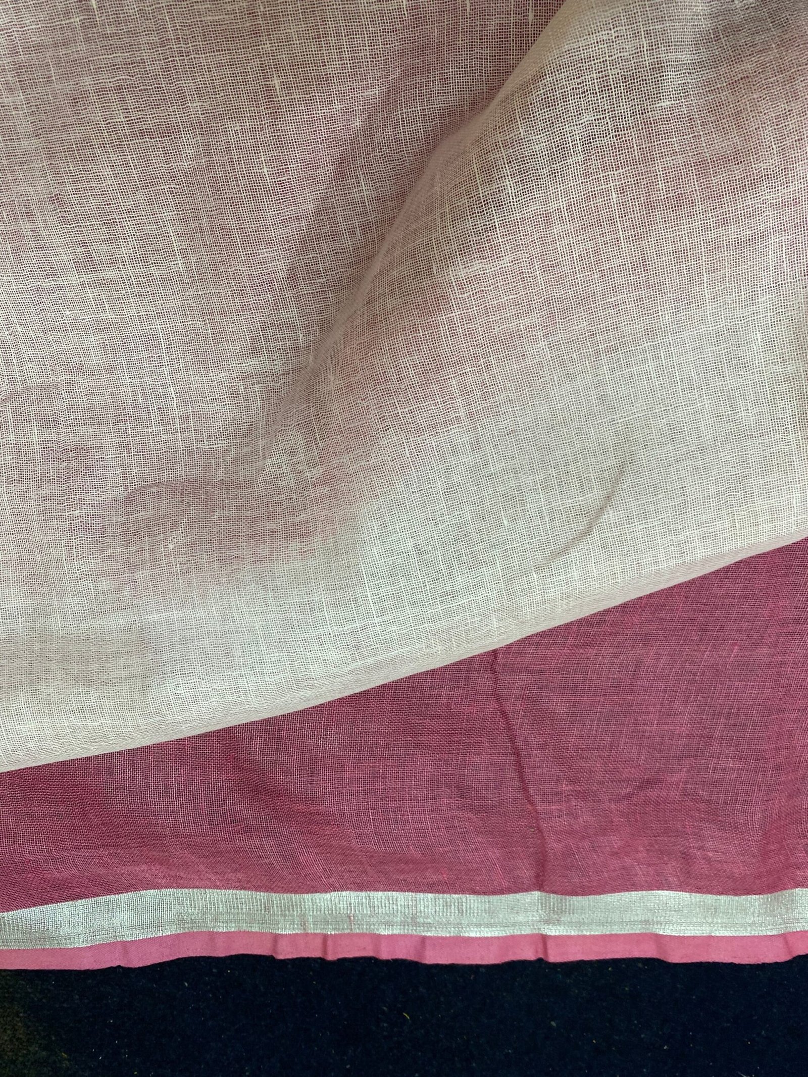 Pure linen saree with hand embroidered blouse / linen saree USA / saree with blouse set / soft saree / embroidered linen saree / sarees USA