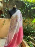Pure linen saree with hand embroidered blouse / linen saree USA / saree with blouse set / soft saree / embroidered linen saree / sarees USA