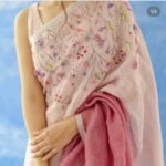 Pure linen saree with hand embroidered blouse / linen saree USA / saree with blouse set / soft saree / embroidered linen saree / sarees USA