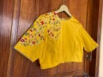 pure silk hand embroidery blouse / saree maggam yellow blouse /yellow blouse/ hand embroidered blouse / ready made blouse zardosi/voggish