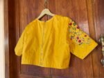 pure silk hand embroidery blouse / saree maggam yellow blouse /yellow blouse/ hand embroidered blouse / ready made blouse zardosi/voggish