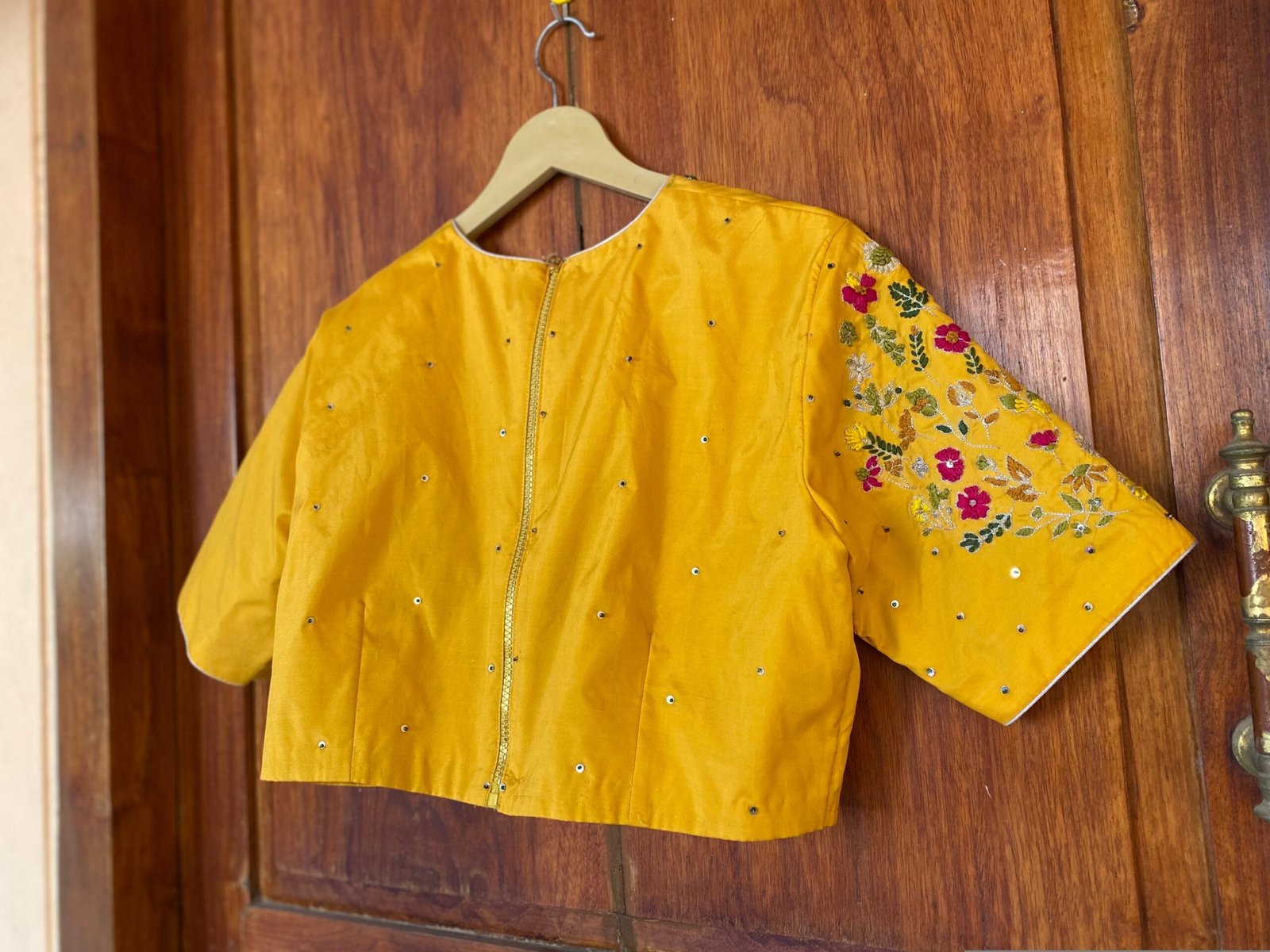 pure silk hand embroidery blouse / saree maggam yellow blouse /yellow blouse/ hand embroidered blouse / ready made blouse zardosi/voggish
