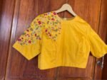 pure silk hand embroidery blouse / saree maggam yellow blouse /yellow blouse/ hand embroidered blouse / ready made blouse zardosi/voggish