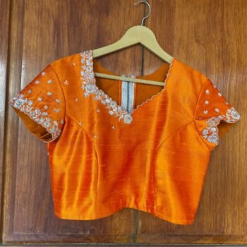 pure silk hand embroidery blouse /  saree maggam blouse / raw silk zardosi blouse / hand embroidered blouse / ready made blouse zardosi