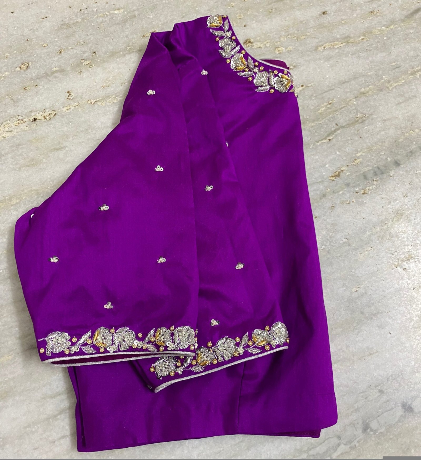 Purple hand embroidery blouse / saree maggam work blouse /purple saree blouse/ hand embroidered blouse / ready made blouse zardosi/voggish