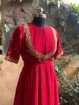 Hand embroidered Anarkali dress/ red anarkali suit set / red hand work anarkali USA / Indian dresses/ voggish USA/ red kurta