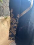 Pure handloom Maheshwari silk cotton saree/ sari with hand embroidered raw silk blouse / cotton silk saree with designer blouse /black saree