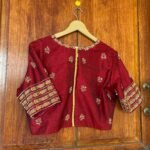 pure silk hand embroidery blouse / red maggam blouse / raw silk zardosi blouse / hand embroidered blouse / ready made blouse zardosi/