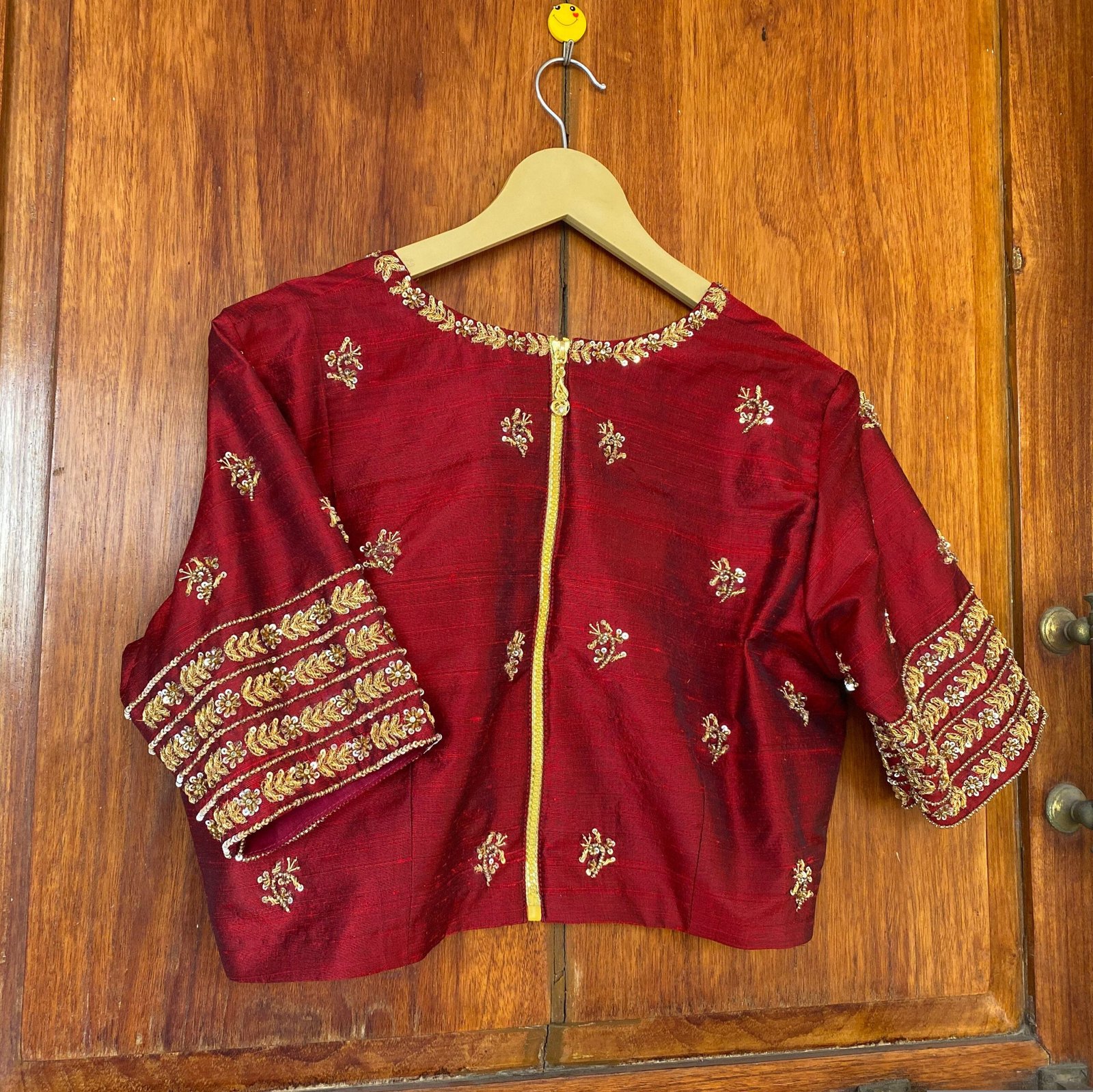 pure silk hand embroidery blouse / red maggam blouse / raw silk zardosi blouse / hand embroidered blouse / ready made blouse zardosi/