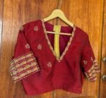 pure silk hand embroidery blouse / red maggam blouse / raw silk zardosi blouse / hand embroidered blouse / ready made blouse zardosi/