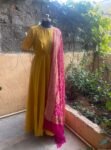 Hand embroidered Anarkali with banarasi handloom dupatta / anarkali suit set / anarkali dupatta USA / Indian dresses/ voggish USA