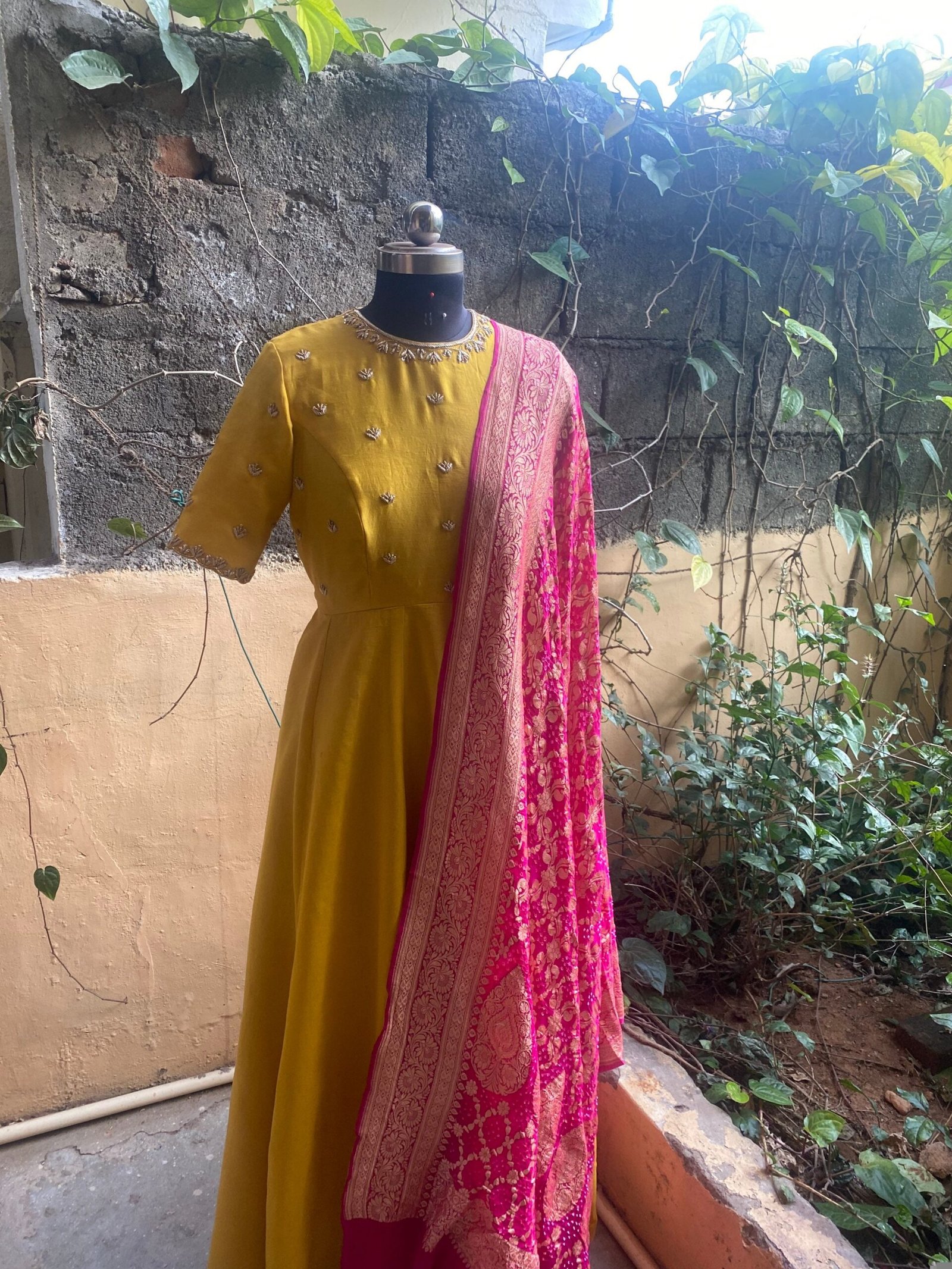 Hand embroidered Anarkali with banarasi handloom dupatta / anarkali suit set / anarkali dupatta USA / Indian dresses/ voggish USA