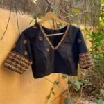 pure silk hand embroidery blouse / black maggam blouse / raw silk zardosi blouse / hand embroidered blouse / ready made blouse zardosi/