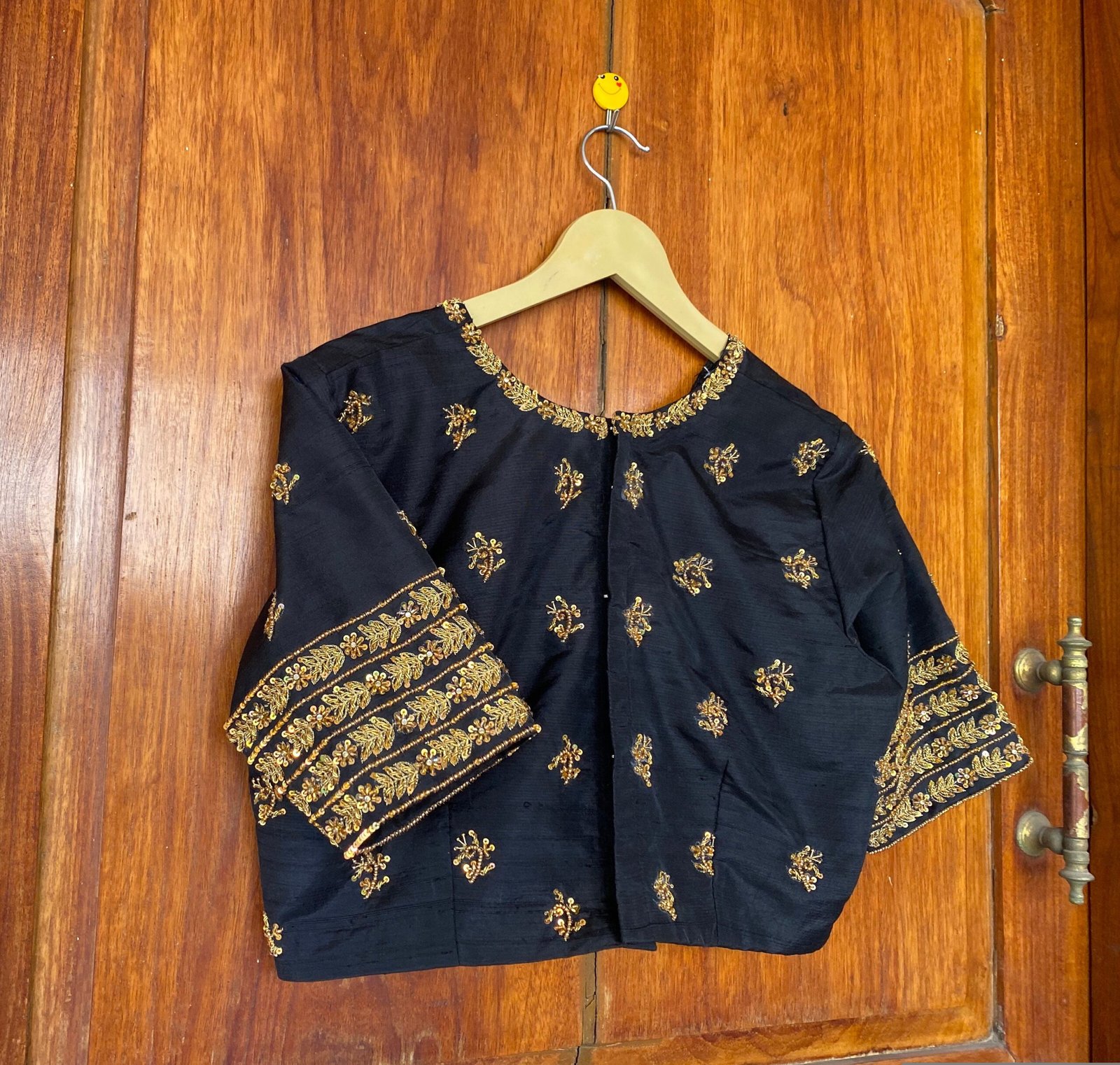 pure silk hand embroidery blouse / black maggam blouse / raw silk zardosi blouse / hand embroidered blouse / ready made blouse zardosi/
