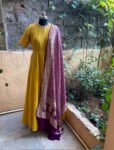 Hand embroidered Anarkali with banarasi handloom dupatta / anarkali suit set / anarkali dupatta USA / Indian dresses/ voggish USA