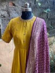 Hand embroidered Anarkali with banarasi handloom dupatta / anarkali suit set / anarkali dupatta USA / Indian dresses/ voggish USA