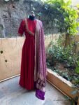 Hand embroidered Anarkali with banarasi handloom dupatta / anarkali suit set / anarkali dupatta USA / Indian dresses/ voggish USA