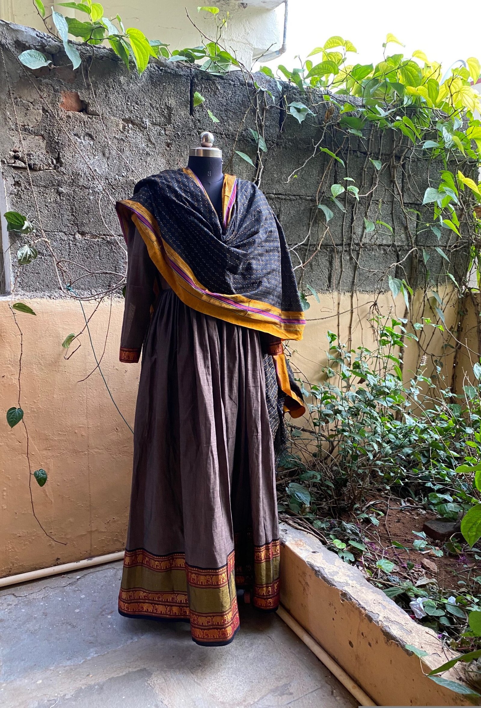 Anarkali usa / anarkali kurta full sleeve / pure Handloom dress with border /narayanpet anarkali with dupatta / voggish / handloom dress
