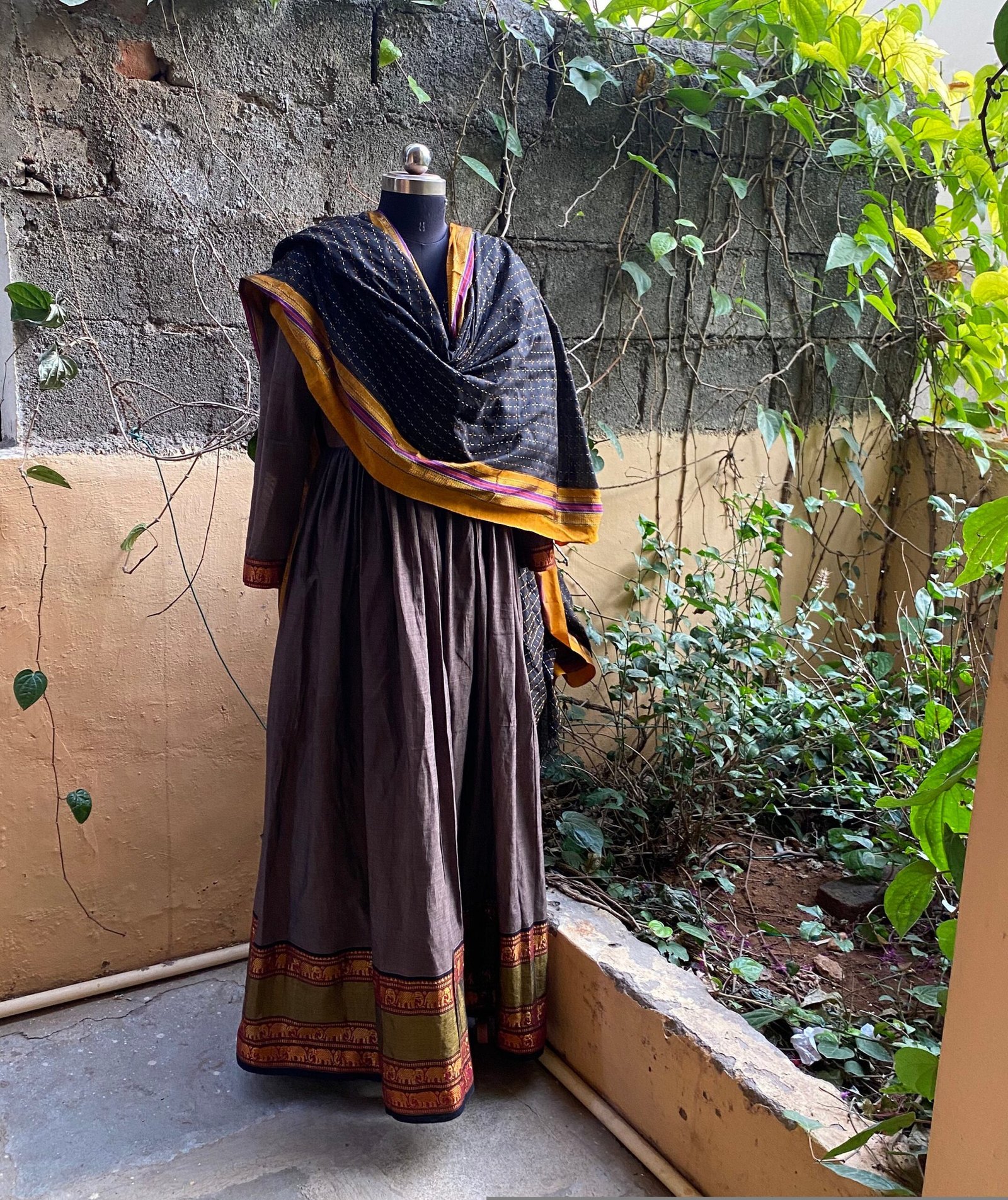 Anarkali usa / anarkali kurta full sleeve / pure Handloom dress with border /narayanpet anarkali with dupatta / voggish / handloom dress