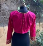 pure silk hand embroidery blouse / pink maggam blouse / silk zardosi blouse / hand embroidered blouse / ready made blouse zardosi/ pink