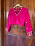 pure silk hand embroidery blouse / pink maggam blouse / silk zardosi blouse / hand embroidered blouse / ready made blouse zardosi/ pink