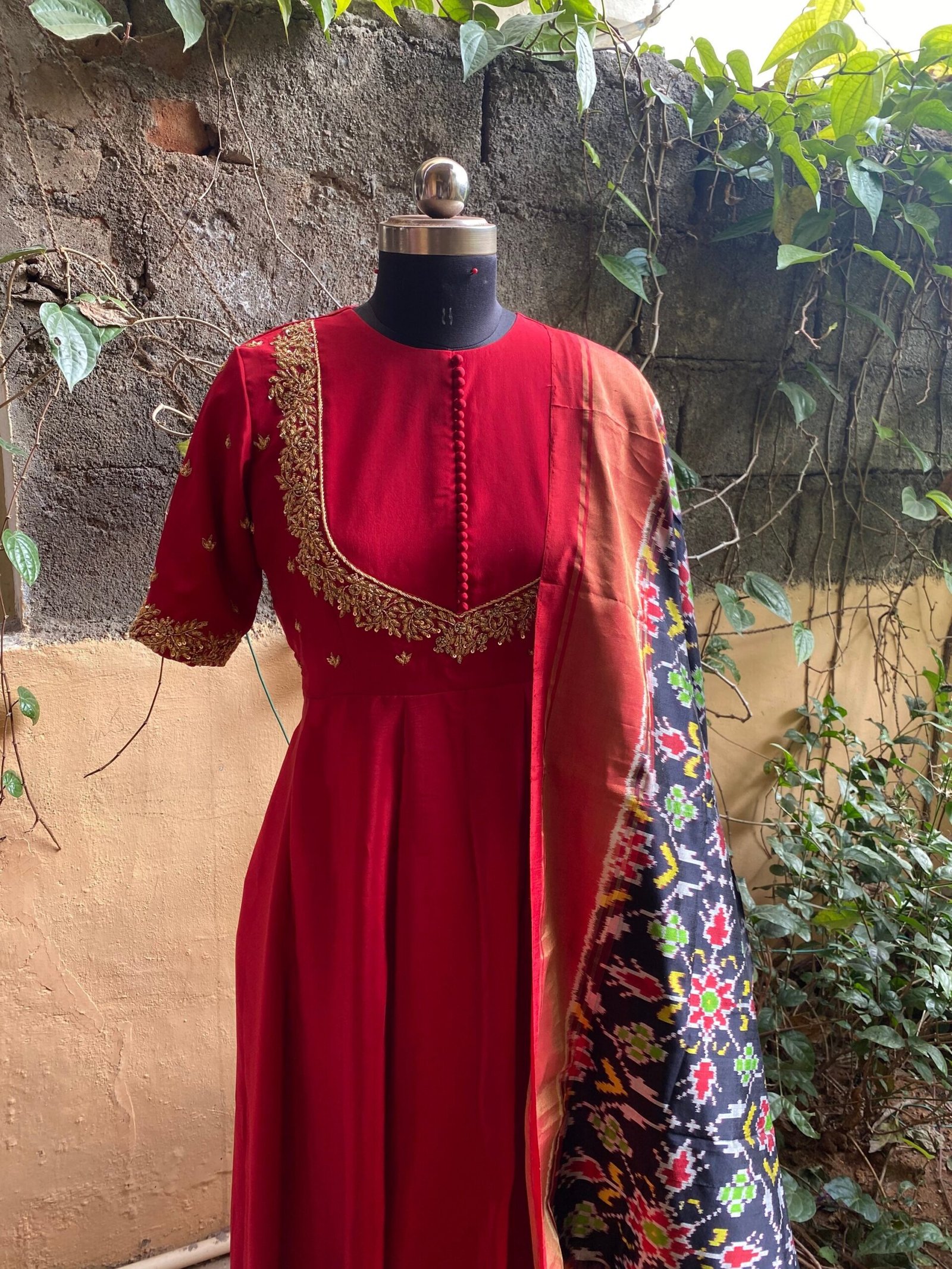Hand embroidered Anarkali dress/ red anarkali suit set / red hand work anarkali USA / Indian dresses/ voggish USA/ red kurta