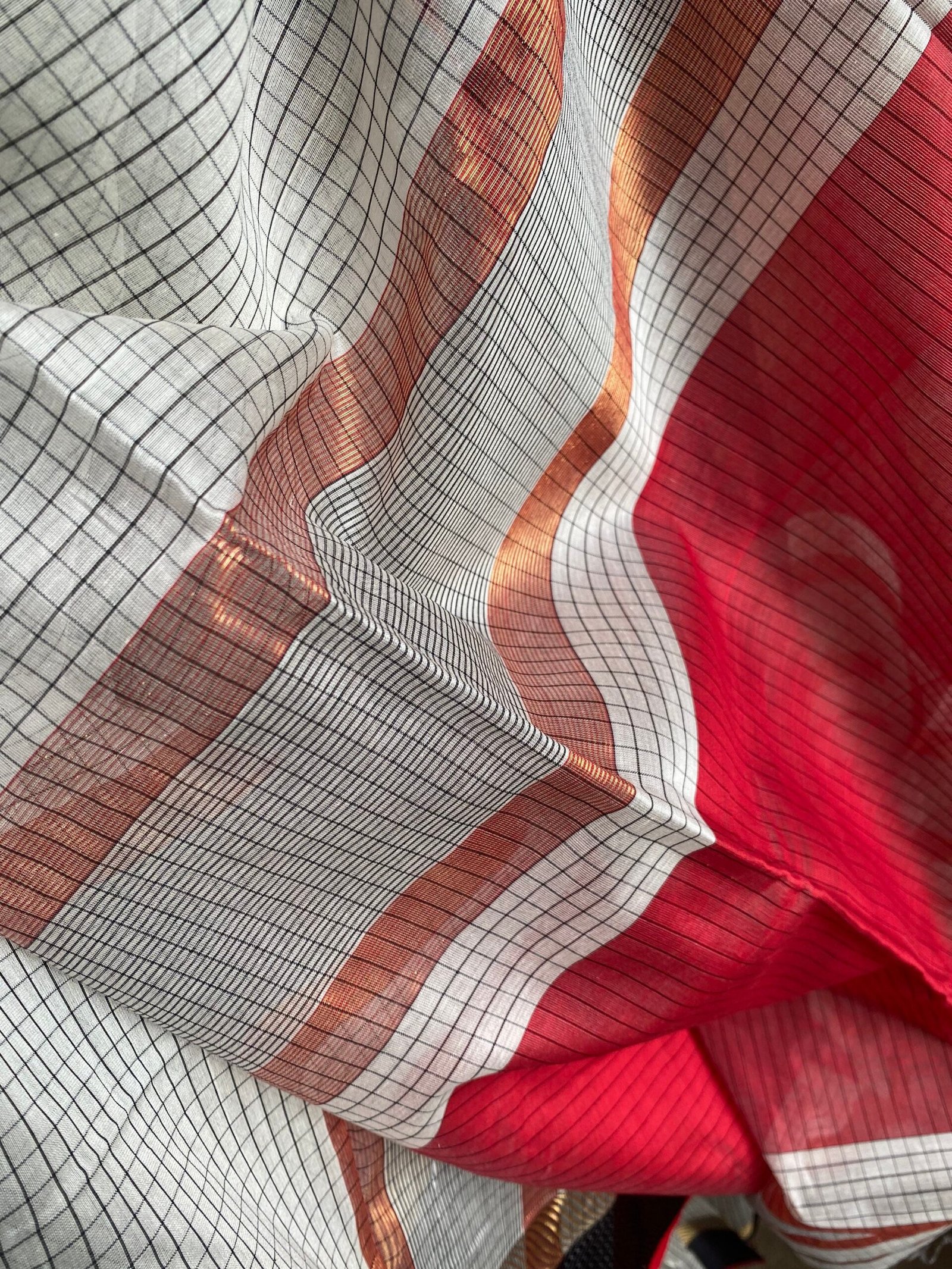 Pure handloom Maheshwari silk cotton saree/ sari with raw silk hand embroidered blouse / handloom saree with designer blouse /checks saree