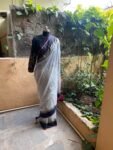 Pure handloom Maheshwari silk cotton saree/ sari with raw silk hand embroidered blouse / handloom saree with designer blouse /checks saree