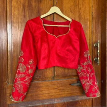 pure silk hand embroidery blouse /red full maggam blouse / raw silk zardosi blouse / hand embroidered blouse / ready made blouse zardosi/