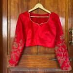 pure silk hand embroidery blouse /red full maggam blouse / raw silk zardosi blouse / hand embroidered blouse / ready made blouse zardosi/