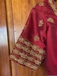 pure silk hand embroidery blouse /  red maggam blouse / raw silk zardosi blouse / hand embroidered blouse / ready made blouse zardosi/