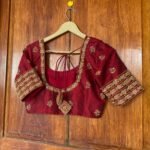 pure silk hand embroidery blouse /  red maggam blouse / raw silk zardosi blouse / hand embroidered blouse / ready made blouse zardosi/