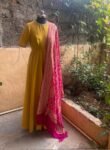 Hand embroidered Anarkali with banarasi handloom dupatta / anarkali suit set / anarkali dupatta USA / Indian dresses/ voggish USA