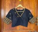 pure silk hand embroidery blouse / black maggam blouse / raw silk zardosi blouse / hand embroidered blouse / ready made blouse zardosi/