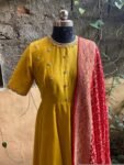 Hand embroidered Anarkali with banarasi handloom dupatta / anarkali suit set / anarkali dupatta USA / Indian dresses/ voggish USA