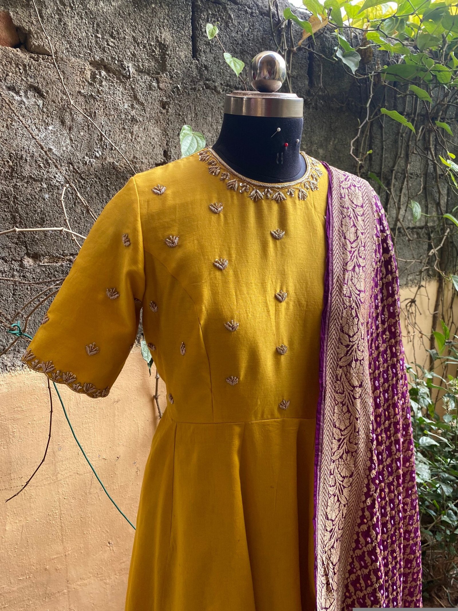 Hand embroidered Anarkali with banarasi handloom dupatta / anarkali suit set / anarkali dupatta USA / Indian dresses/ voggish USA