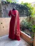 Hand embroidered Anarkali with banarasi handloom dupatta / anarkali suit set / anarkali dupatta USA / Indian dresses/ voggish USA