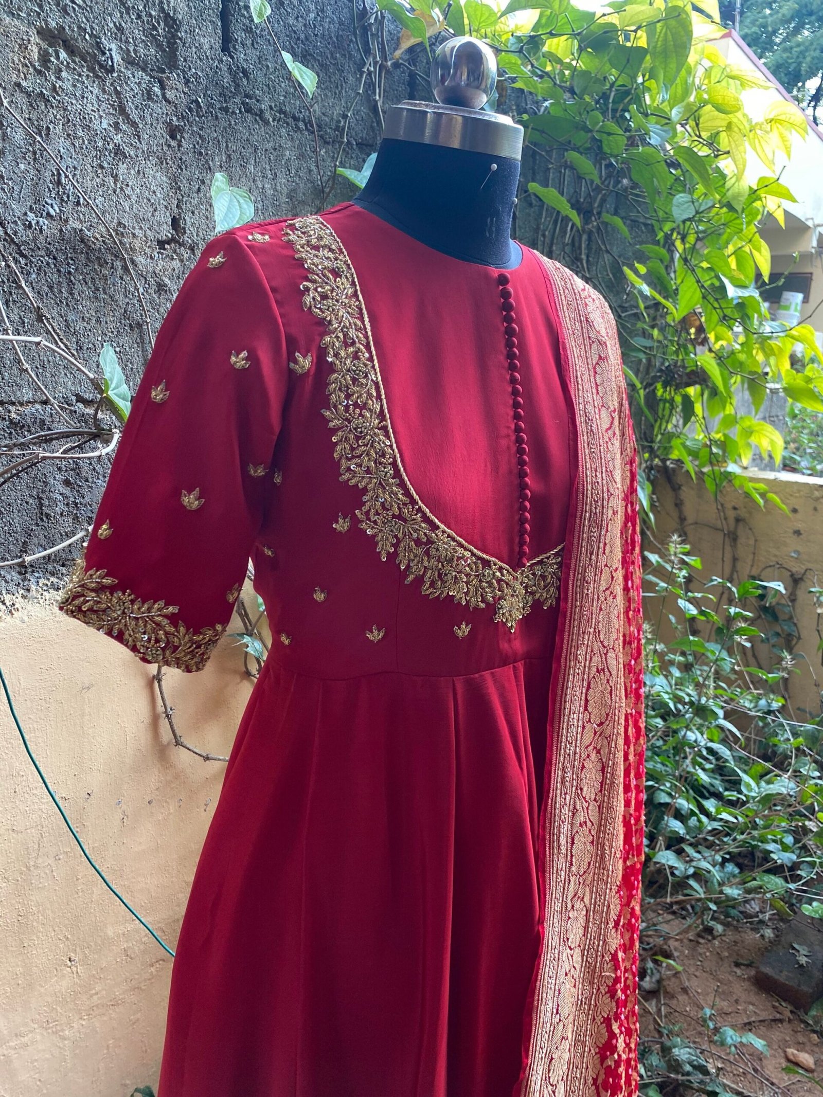 Hand embroidered Anarkali with banarasi handloom dupatta / anarkali suit set / anarkali dupatta USA / Indian dresses/ voggish USA