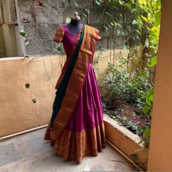 Wedding lehenga choli/ langa voni  with dupatta /teen lehenga/ narayanpet lehenga/ Indian half saree/juniors lehenga/ voggish