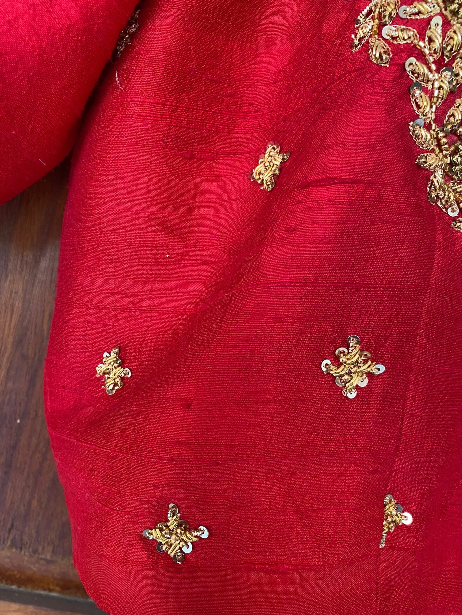pure silk hand embroidery blouse / saree maggam blouse / red raw silk zardosi blouse / hand embroidered blouse / ready made blouse zardosi/