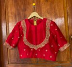 pure silk hand embroidery blouse / saree maggam blouse / red raw silk zardosi blouse / hand embroidered blouse / ready made blouse zardosi/