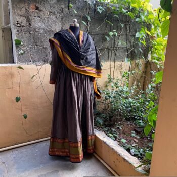 Anarkali usa / anarkali kurta full sleeve  / pure Handloom dress with border /narayanpet anarkali with dupatta  / voggish / handloom  dress