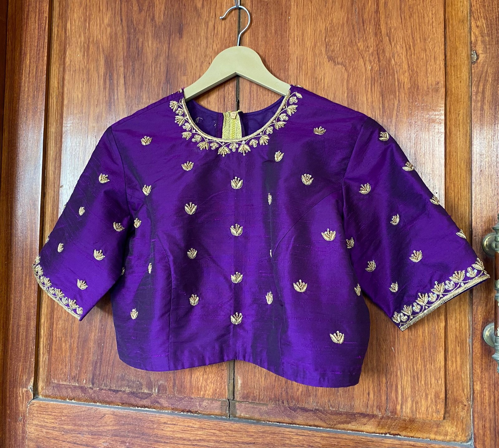 pure silk hand embroidery blouse / saree maggam blouse / red raw silk zardosi blouse / hand embroidered blouse / ready made blouse zardosi/