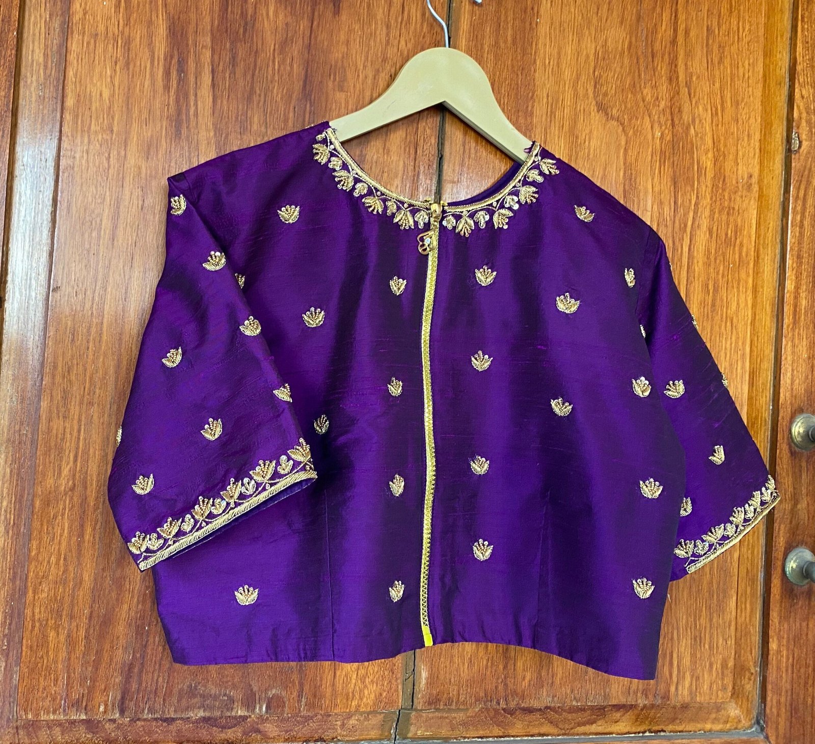 pure silk hand embroidery blouse / saree maggam blouse / red raw silk zardosi blouse / hand embroidered blouse / ready made blouse zardosi/