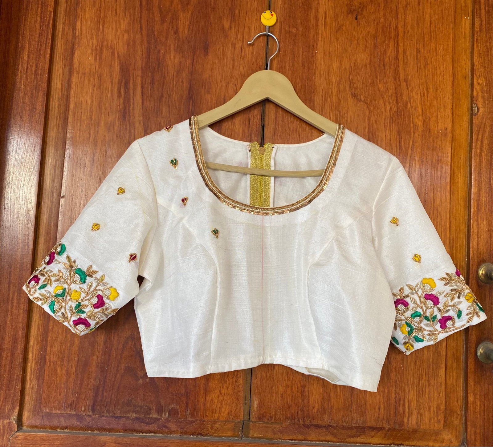 pure silk hand embroidery blouse / multicolor maggam blouse / raw silk zardosi blouse / hand embroidered blouse / designer ready made blouse