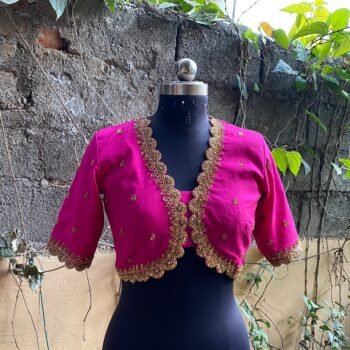 pure silk hand embroidery blouse /  pinksaree maggam blouse / raw silk zardosi blouse / hand embroidered blouse / ready made blouse zardosi