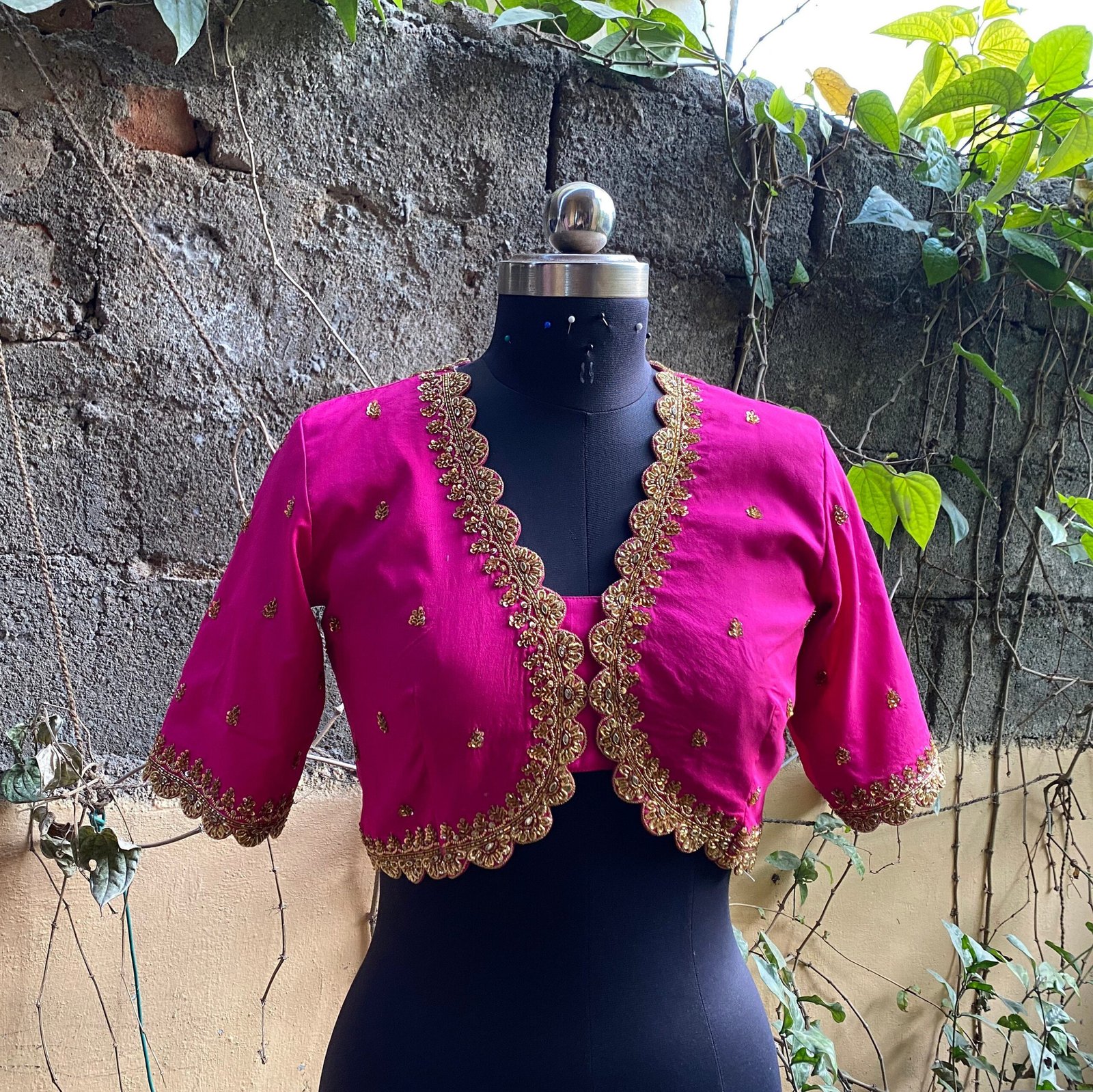 pure silk hand embroidery blouse / pinksaree maggam blouse / raw silk zardosi blouse / hand embroidered blouse / ready made blouse zardosi